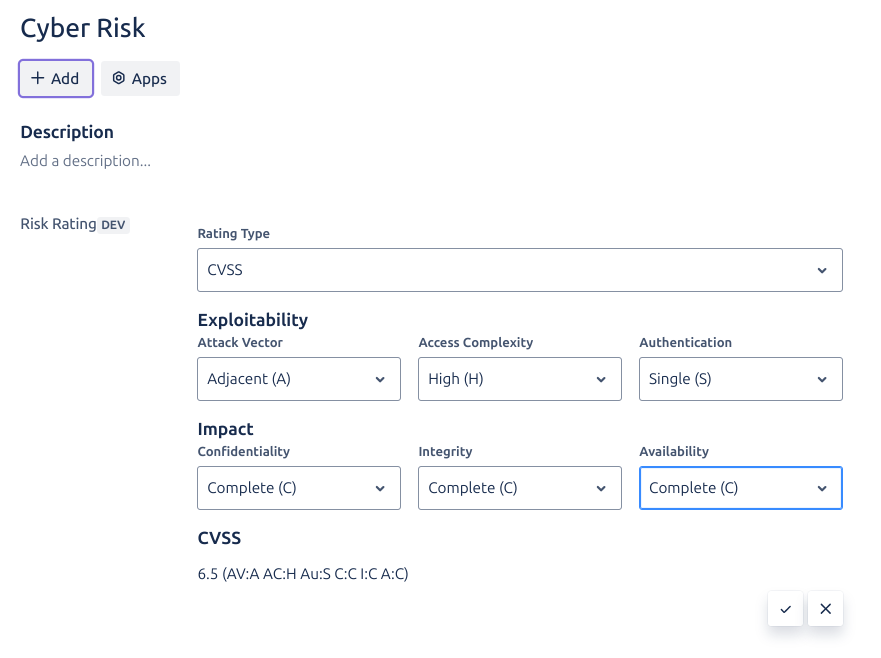 Example of a CVSS assessment